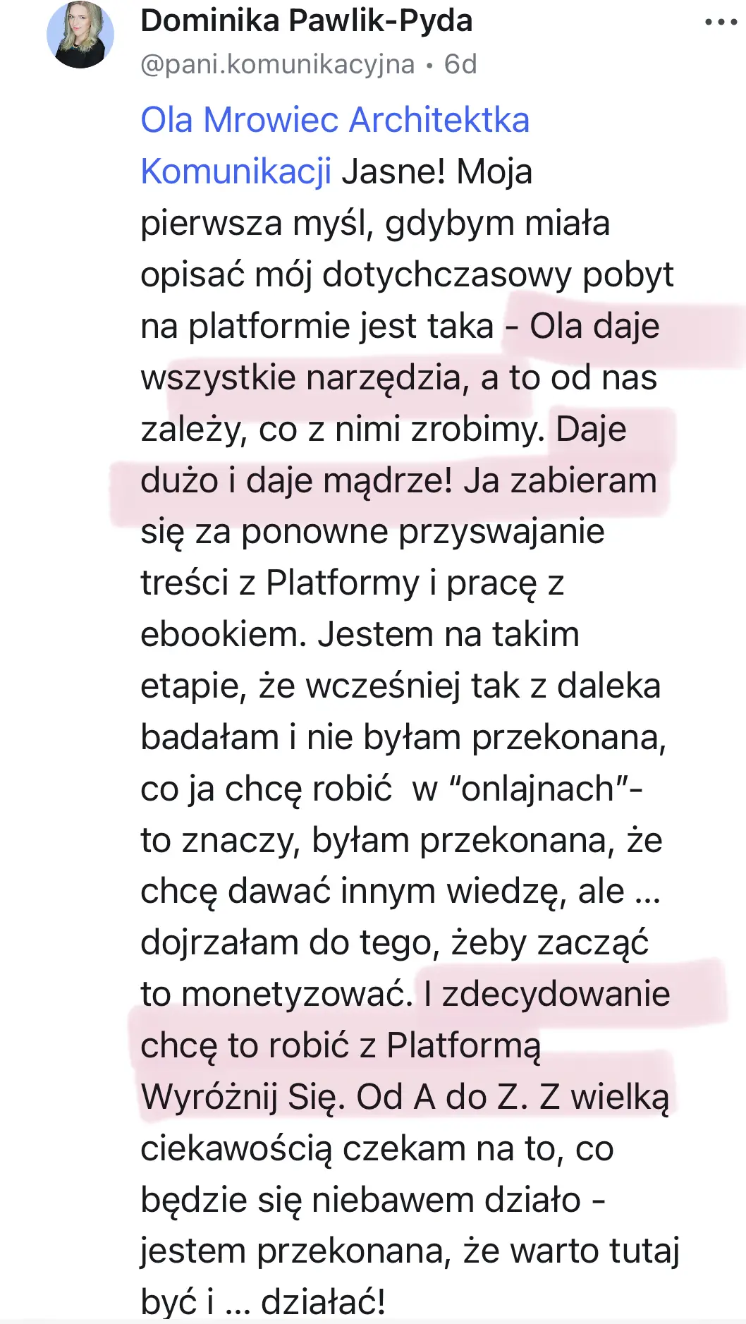 Opinia klientki platformy #WyróżnijSię 5