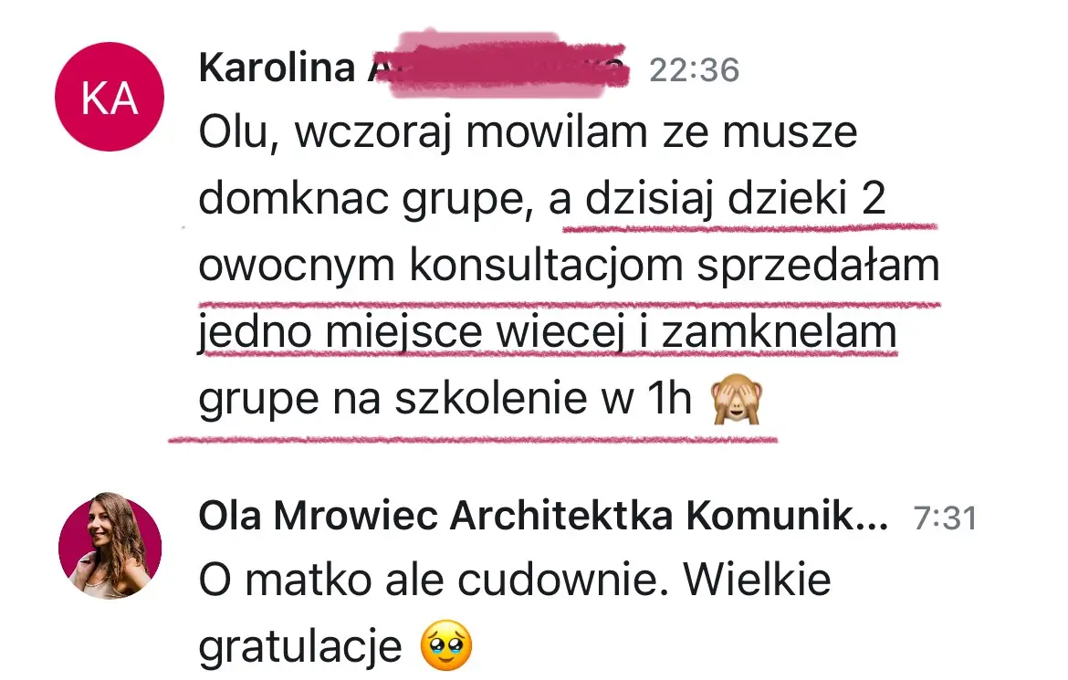 Opinia - Karolina, wyniki